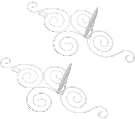 Syrisora Kerzenhalter, 2 Sets Wandkerzenhalter, faltbar, europäischer Wirbel, Schmiedeeisen, Wandbehang, Kerzenhalter, Heimdekoration, Weiß