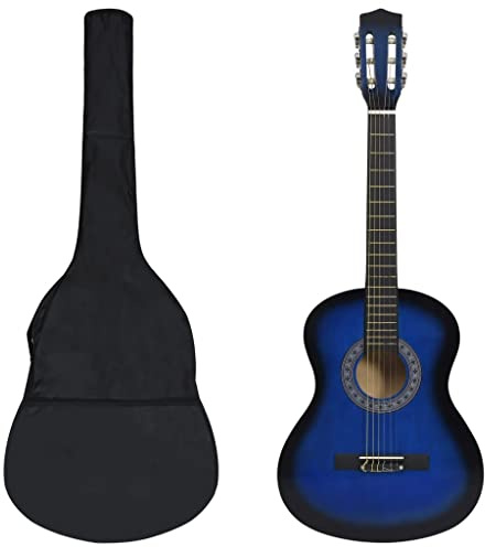 prissent Klassische Gitarre 8-teiliges Set Kinder und Anfänger Blau 3/4 36 Tragbare Gitarre Anfänger Gitarre für Kinder Gitarre Mittelschule 35 x 8 x 91,5 cm