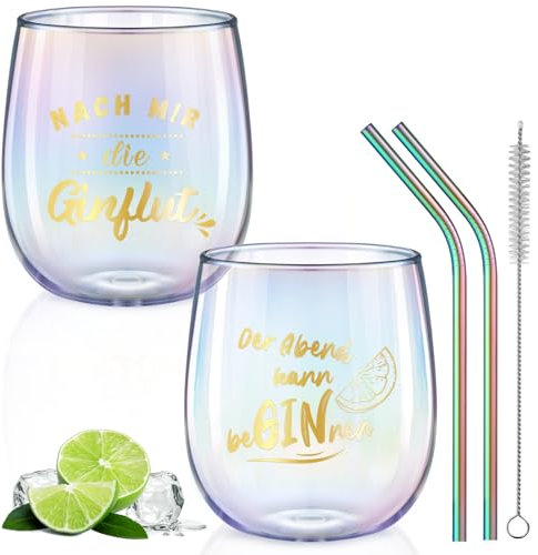 glastal Copas de Gin Tonic 450ml Copas de Vino Cristal Juego de 2 Copas de Cocktail Colores Vasos de Agua Vasos de Ginebra Copas para Cóctel Vasos para Té Vasos para Café Regalo para Amigo Mama Padre