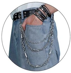 Eigso Punk Leder Gothic Gürtel für Frauen Männer Retro Vintage Stylish Kette für Jeans Goth Taillengürtel für Frau Mann