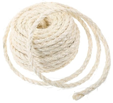 Kisangel Natural Sisal Cat Tree Rope 6mm x 10m Bleached Heavy-duty Scratching Rope for Cat Scratcher Replacement Sturdy Diy Household