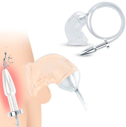 FLUTOY Peniskäfig Silikon mit Analplug für Männer,Keuschheitskäfig Herren extrem mit Harnkatheter,Sex Toyset Herren Plug Sexspielzeug Set Sex Spielzeug für die Männer extrem (Transparent)