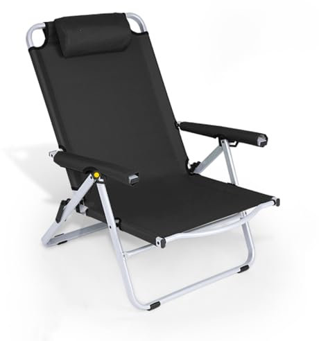GIZNXBA Gartenstühle Stapelbar, Klappstühle Balkon, Tragbarer Terrassenstühle Modern Terrassenstuhl Balkonstühle Campingstuhl Mit Stahlrahmen Und Wetterfestem Stoff (Color : /Black)