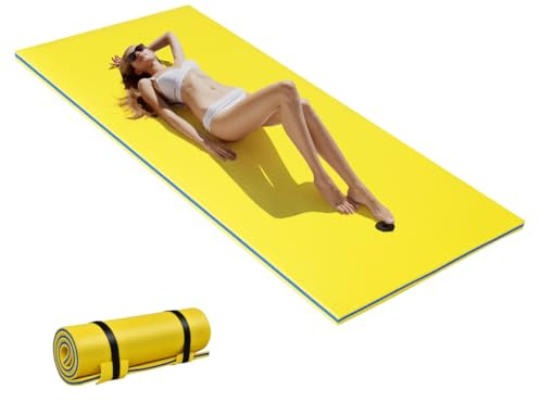 HOMASIS 350 x 180 cm Wasserhängematte für 4-6 Personen, aufrollbare Schwimmmatte bis zu 400 kg, schwimmende Wassermatte aus XPE-Schaum, Wasser Hängematte für Meer, Pool & See