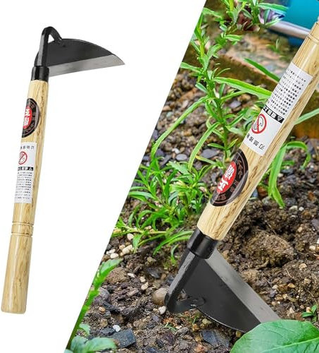 Faucille de désherbage japonaise, binette à main, outil de désherbage manuel avec lame en acier à haute teneur en carbone et poignée en bois pour le jardinage, le désherbage et la culture