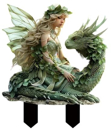 WJnflQN Décoration de pot de fleurs de fée, statues de jardin, décorations de jardin de fées bohème en acrylique, statue de fée, piquets de décoration pour l'extérieur
