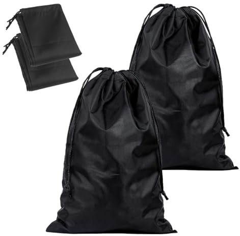 Bangbobi Lot de 2 Sacs à Linge de Voyage, Grand Sac à Linge Pliable avec Cordon de Serrage pour Le Linge Sale, Parfait pour Les dortoirs et Les Voyages (Noir)