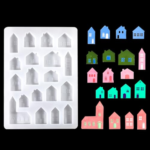 FineInno Stampi in Silicone Casa Stampi per Resina Epossidica House Stampo per Colata di Resina Piccola Muffa Della Statua Della Casa per Decorazioni per La Casa