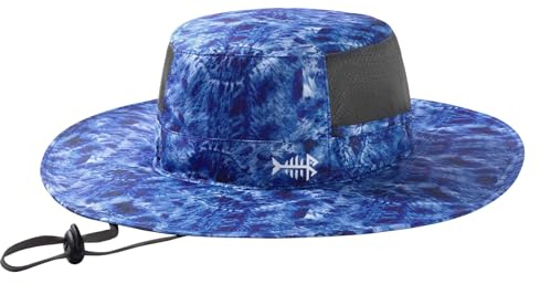 Bassdash UPF 50+ herr vattentät fiskehatt unisex bred brätte utomhus fiske vandring camping djungelhatt klassisk FH15, Camo blå, M