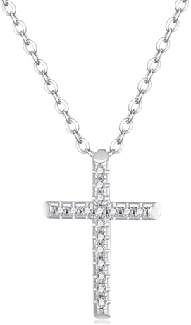 GAVU Collar para Mujer de Plata de Ley 925 con Colgante Cruz de Circonita Cúbica, Collar Cruz Cristiana Mujer