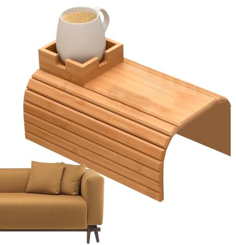 Genérico - Bandeja para Soportes De Taza De Sofá, Plegable con Portavasos, De Bambú, Desmontable