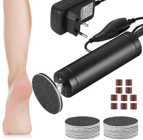 AOOWU Removedor de Callo del Pie Eléctrico, 2 en 1 Eléctrica Aparato de Pedicura, Velocidad Ajustable Lima Eléctrica para Pies, Profesional Quita Durezas Electrico Exfoliante Eliminar Durezas y Callo
