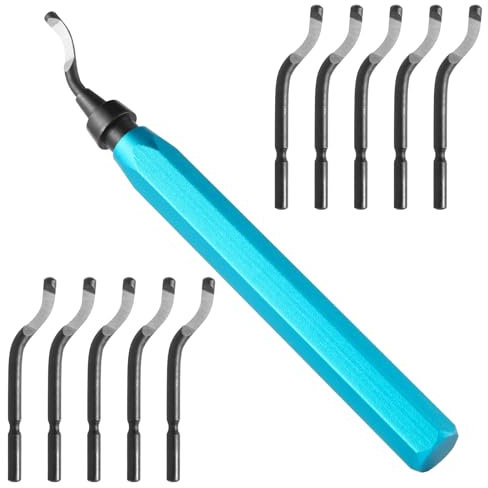 Deburring Tool Set - Deburring Tool 3D Printing with 10pcs High Speed Steel Burr Removal Blades, Great for Metal, Resin, PVC Pipes, Copper, Plastic, Aluminum