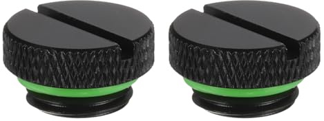 QUARKZMAN 2pcs Tapón de Rosca G1/4 para Enfriamiento Líquido de PC, Tapón de Cobre de Conexión de Refrigeración por Agua Accesorio para Sistema de Computadora Tubería, Verde Oscuro