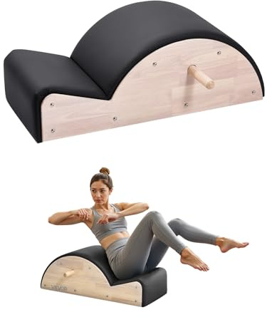 VEVOR Correcteur de Colonne Vertébrale Pilates, Arc Pilates en Bois d'Hévéa, Accessoire d'Entraînement de Yoga, Exercices de l'Équilibre, de l'Étirement et Renforcement du Tronc, pour Gym Domicile