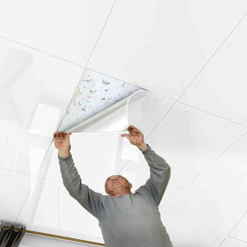 Deckenplatten, Deckenverkleidungen für Badezimmer, zum Abziehen und Aufkleben – Selbstklebende PVC-Deckenplatten zum Aufkleben – dekorative Bürofliesen, Keine Nägel erforderlich, a