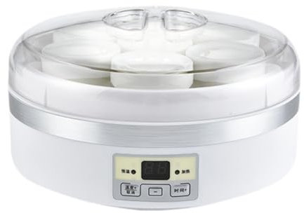 Generic Yogurtiera con 7 Vasetti in Vetro, Contenitore Interno in Acciaio Inox, Controllo Della Temperatura Regolabile, 1,7 L per Cucina Domestica