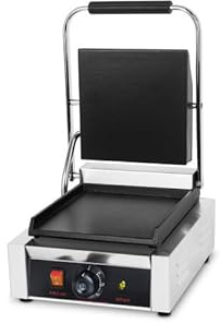 Grill de contacto profesional 2200W - Placas lisas 230 x 340 mm - Temperatura ajustable 0 a 300 °C - Bandeja de recuperación de acero inoxidable - Estructura de acero inoxidable - 230 V monofásico