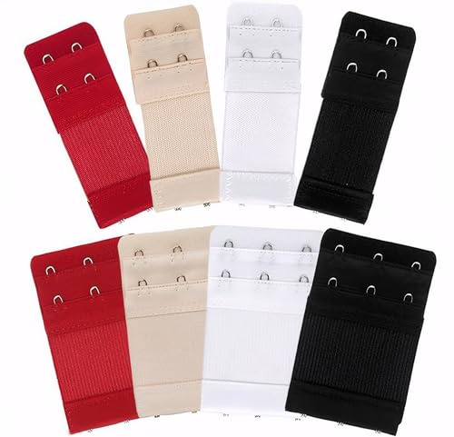 ZENITHORA Bra Extenders 2 3 hooks - 8PCS Elastic Women's Bra Strap Extenders, Soft Comfortable Extensions Bra Extender Set (4 Colors)