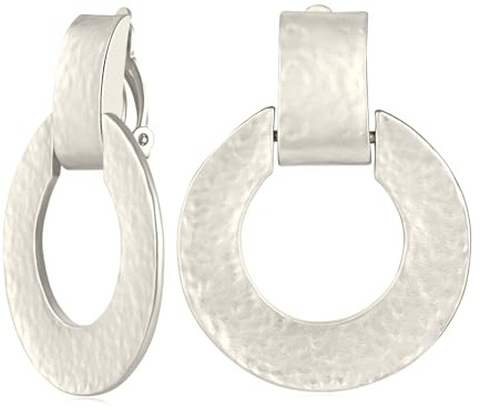 TOVABA Boucle d'Oreille Clip Femme, DCréoles Argentées Élégantes, Accessoire Chic et Raffiné