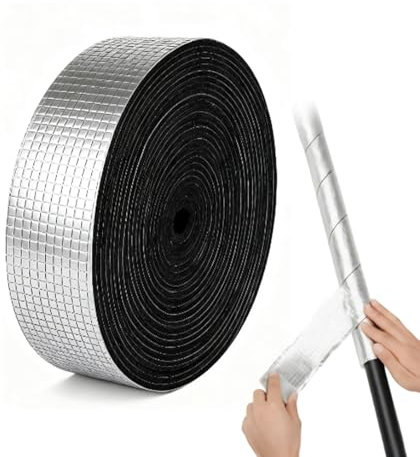 Outdoor Pipe Insulation Foam Wrap, 2.4 x 32.8' Thick Self-Adhesive Pipe Insulation Tube, Outdoor Water Pipe Insulation with Aluminum Cover for Hot & Cold Water Pipes