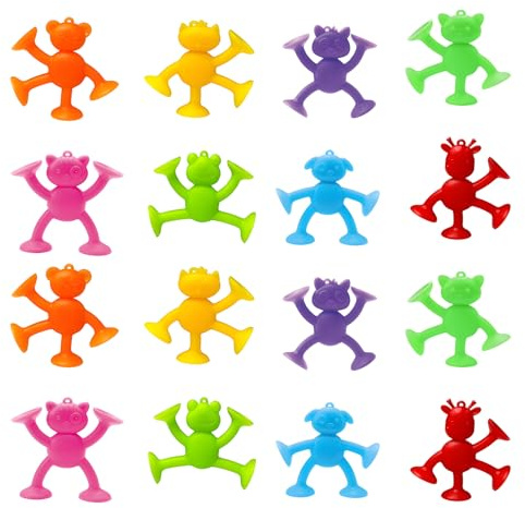 16 Pcs Suction Toys, Sensory Fidget Tools for Stress Relief, Desktop Decorations with Strong Suction Cups, Color Series，Suitable for Window Mirrors During Travel