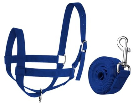 Qianly Viehhalfter Bullenhalfter Kuhhalfter Trainingsgeschirr Verstellbares Stallzubehör mit 300cm Leine Aus Nylon für Die Tägliche Handhabung auf Dem