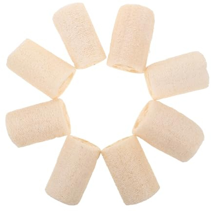 DECOMELODY 8 Pièces Éponge Loofah Naturelle Exfoliante et Bain Douce pour Peau Sensible Multi-usage Cuisine et Salle de Bain Nettoyage Sans Produits Chimiques Compacte et Facile à Ranger