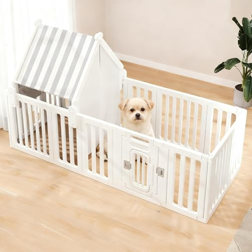 Hundekäfig für Zuhause, Kleiner Hundezaun, Leicht zu Reinigen, Moderne Hundehütte Indoor, für kleine Hunde (L)