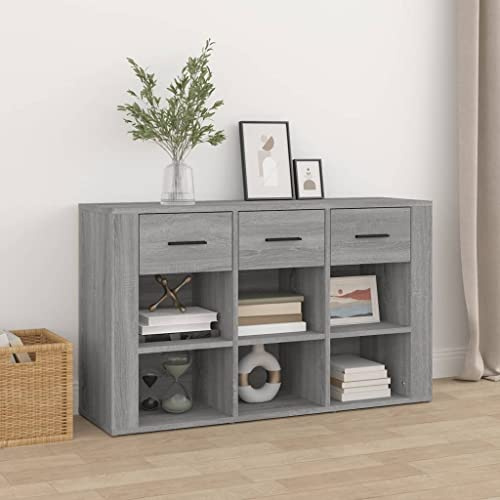 Nqyjm Mobile portaoggetti con cassetti e ripiani Credenza Sonoma Grigio 100 x 30 x 59,5 cm Legno Ingegneria Armadio Laterale Armadio Sala da Pranzo per Cucina, Soggiorno, Camera da Letto