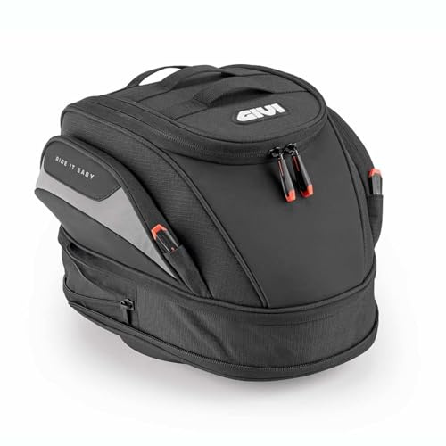 GIVI EASY03 Tanklock 12-16L Extendable Motorcycle Tank Bag with Rain Cover and M.O.L.L.E. System - Black