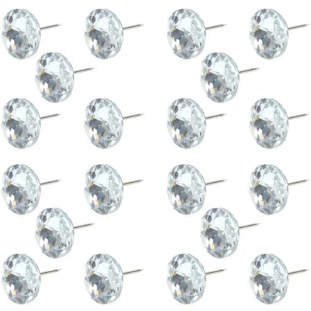 Yardwe 100 Tachuelas de Cristal para Muebles y Sofá, Botones Decorativos de Cristal y Hierro, Color Plata, Diseño Brillante para Cabecero y Manualidades DIY