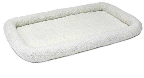 MidWest Homes for Pets QuietTime Dog Bed – White Fleece Bolster, Ultra-Soft and Machine Washable, Fits 122 cm Crates and Carriers, for Extra-Large Breed Dogs