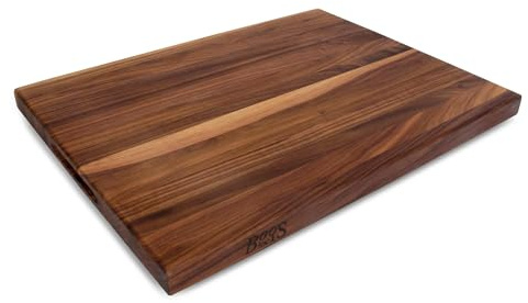 Boos Block Profi-Schneidebrett Massives Nussbaum-Holz – Lebensmittelecht – Mit Griff – Hackblock & Servierbrett – Walnuss – 61 x 46 x 4 cm