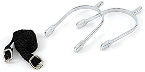 Kerbl Herren Sporen mit Sporenriemen Tropfenform Paar, metallisch,Onesize, Dorn 30 mm