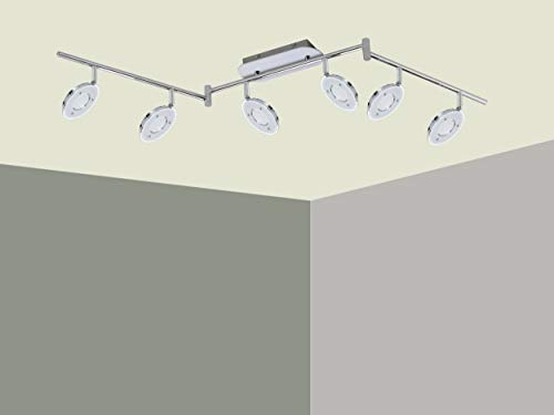 Trango 6-flammig 2002-068 LED Wohnzimmer Lampe *OLI* in Chrom-Optik inkl. 6x 5 Watt LED Modul I Deckenlampe I Deckenstrahler I Deckenleuchte I Schlafzimmer Leuchte schwenkbar und drehbar