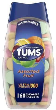 TUMS 74610 Ultra Strength Assorted Fruit Antacid Chewable Tablet for Heartburn Relief, Pack of 160 | Ultra Strength Formula, Neutralizes Acid Instantly for Indigestion and Upset Stomach, Multi-Symptom Relief, Gluten Free