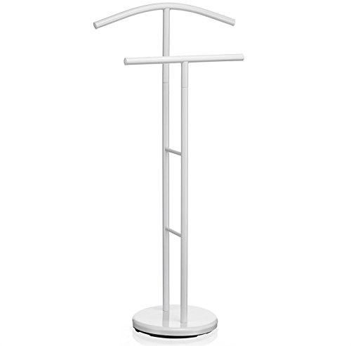 IDIMEX Herrendiener LAURENZ Garderobe Kleiderständer Garderobenständer Kleiderstange mit Hosenbügel, Metall weiß