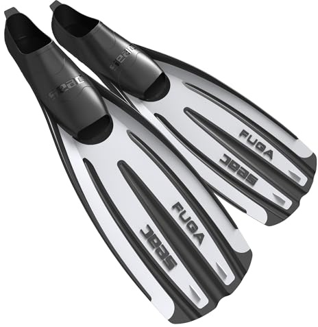 SEAC Fuga, Flossen zum Tauchen, Freitauchen und Schnorcheln, Erwachsene, geschlossenem Fußteil, Made in Italy, Weiß, 36/37