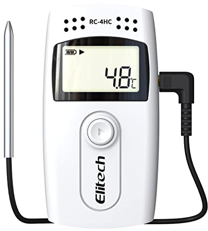 Elitech USB Temperature and Humidity Data Logger 5PCS RC-4H Upgraded, Refrigerator Thermometer, Food Storage Monitor, Cold Chain Recorder with 64,000 Data Points, Auto PDF/CSV