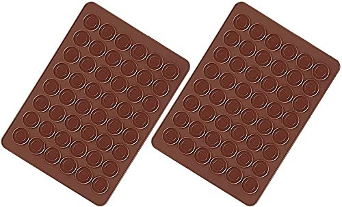 Voarge - Stampi da forno per macarons, in silicone, 48 cavità, antiaderenti, 38 x 28 cm, 2 pezzi