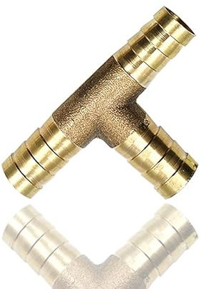 Conector de púas de 10 mm, 3 vías, latón macizo, manguera en T, adaptador de conector para combustible, aire, agua, gas, aceite (paquete de uno)