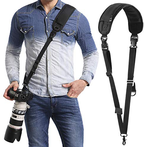 waka Kameragurt schnellverschluß Neopren Schwarz Kamera Tragegurt Verstellbarer Schultergurt Gurt Camera Strap für Canon Nikon Sony Fujifilm Olympus DSLR SLR