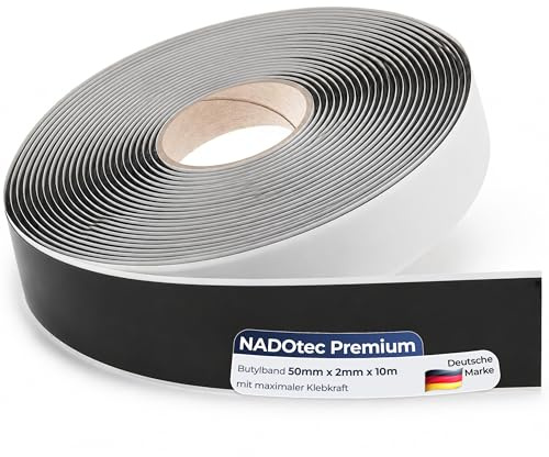 Butyl Tape Adhesive on Both Sides 50 mm Thickness 2 mm Length 10 m Black