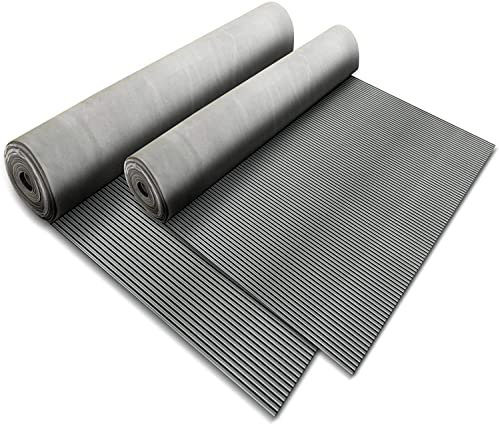 Floordirekt Gummimatte mit Rillen - Geruchsarme Bodenmatte - Gummiläufer 3mm dick, feingerippt in Schwarz und Grau (120 cm x 150 cm, Grau)