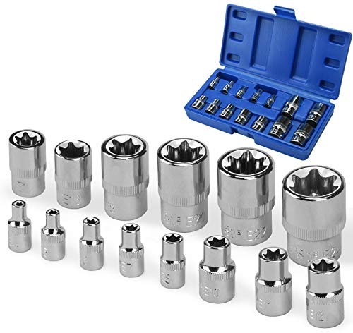 Drado Torx-Steckschlüssel-Set E4-E24, Außen-Torx-Stecknüsse, 1/4zoll, 1/2zoll, 3/8zoll, E-Typ-Stecknüsse, Einsatzmutter