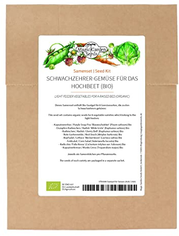 Schwachzehrer-Gemüse für das Hochbeet (Bio) - Samen-Geschenkset mit 8 Gemüsesorten für das dritte Jahr im Fruchtwechsel