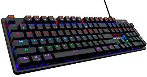 The G-Lab Keyz Carbon V3 Teclado mecánico para Juegos American Layout - Interruptor Azul Escritura - Teclado para Juegos Retroiluminación LED Multicolor, Anti-ghosting Total