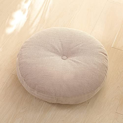 ZZZYZ Runde Baumwollleinen Yoga Sitzkissen Super Soft Cord Meditationskissen Waschbar Atmungsaktiv Yogakissen Für Wohnzimmer Dekoration-Weiß a 45cm(18inch)