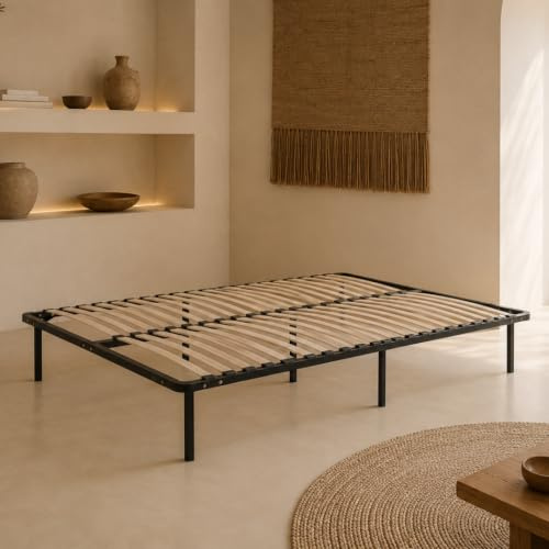 Kosmi Somier de 140x200 cm con Patas para Cama Doble, 7 pies, 40 Lamas de Madera Multicapa, Kit de somier para Montar (140x200)